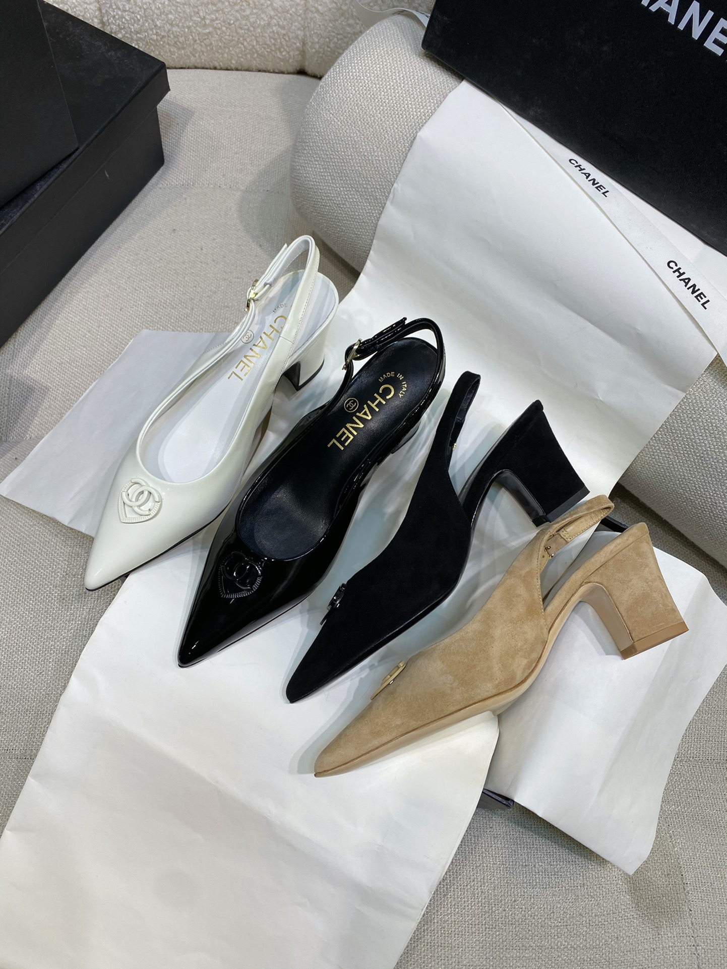 TOP CHANEL Love Button High-Heeled Pointed Sandals 6.5cm - 4 Color