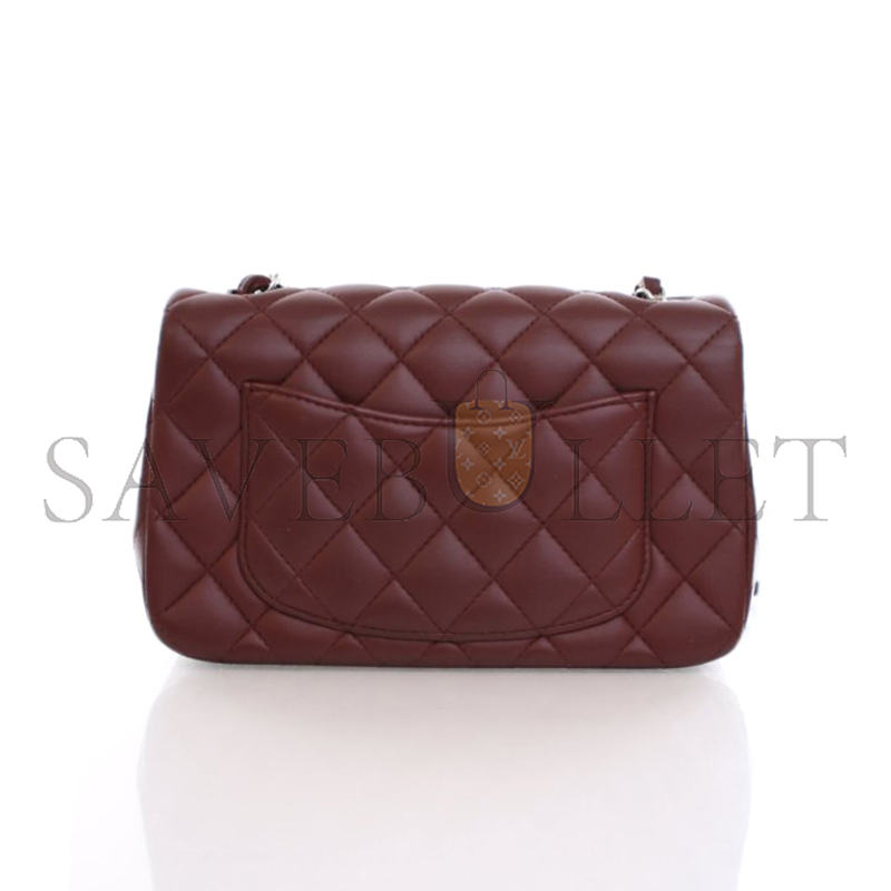 CHANEL MASTER MINI CLASSIC FLAP BAG BURGUNDY LAMBSKIN A01116 (20*13*6cm)