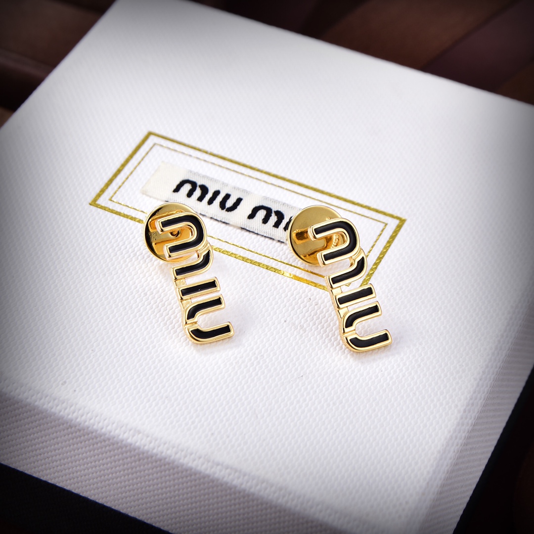 TOP Miu Miu Earrings - Gold with Black