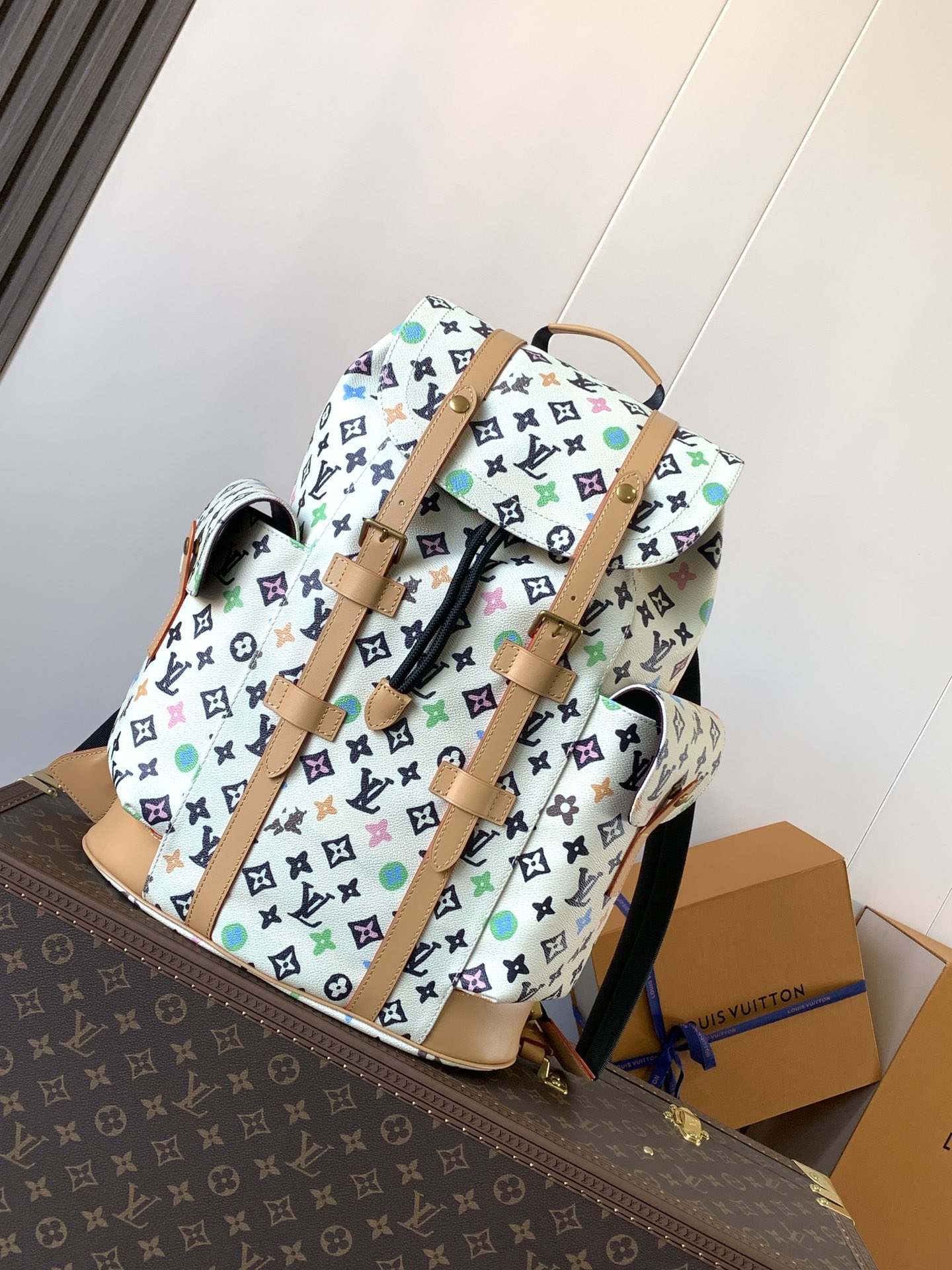 TOP Louis Vuitton LV Louis Vuitton x Tyler the Creator Christopher MM Backpack  41.0 x 48.0 x 13.0 cm - White