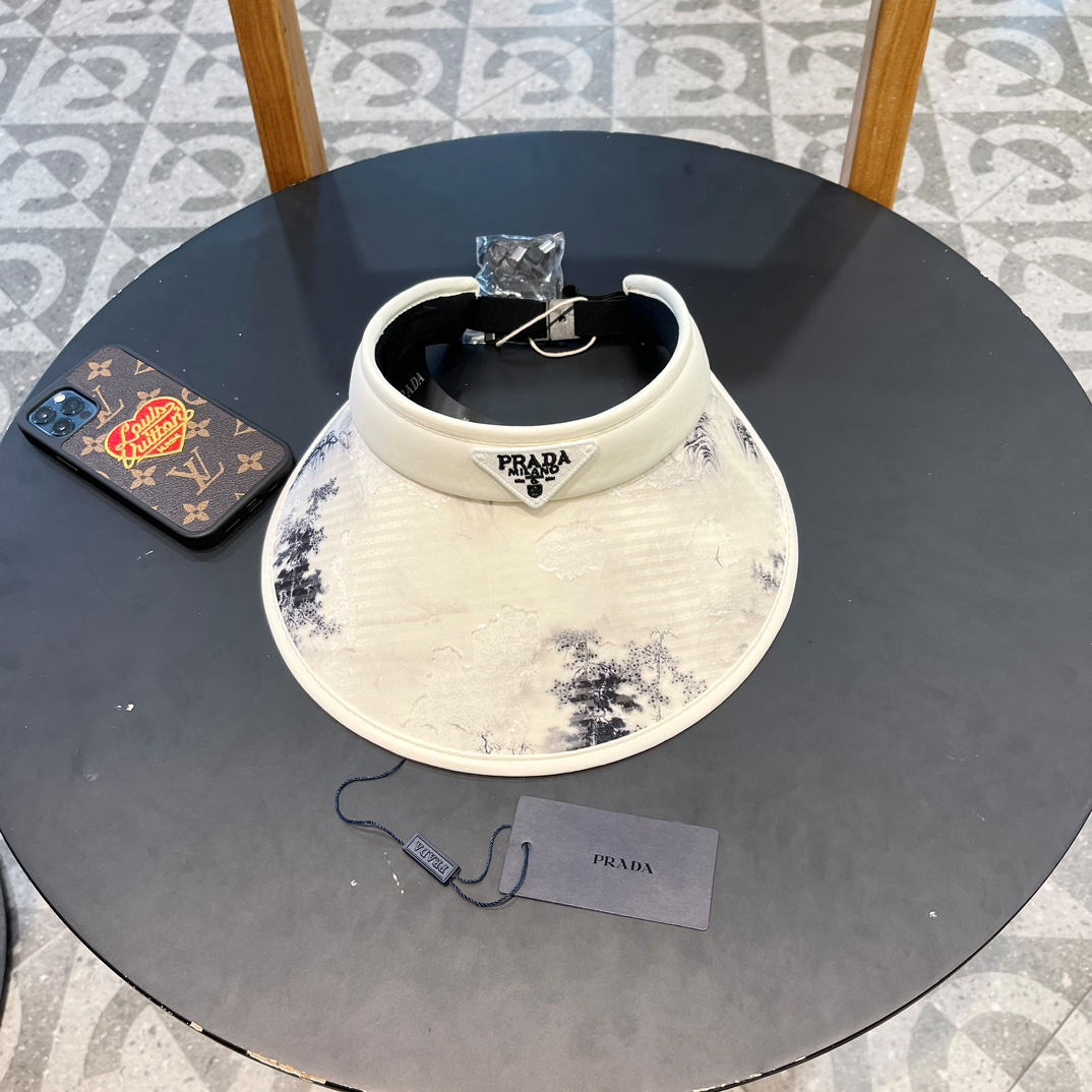 Prada Chinese Style ink Painting Empty Top Hat Sunhat （Replica）