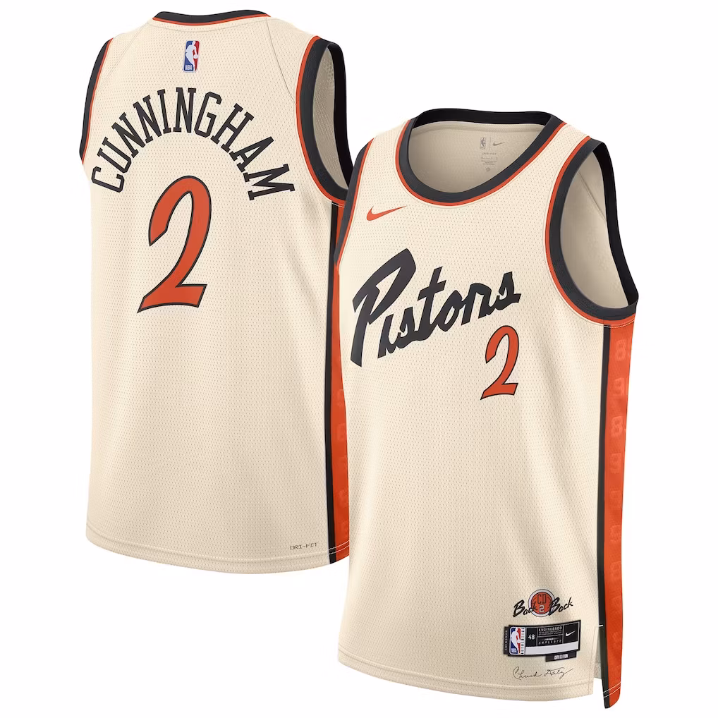 Unisex Detroit Pistons Cade Cunningham White 2024/25 Swingman  Jersey - City Edition