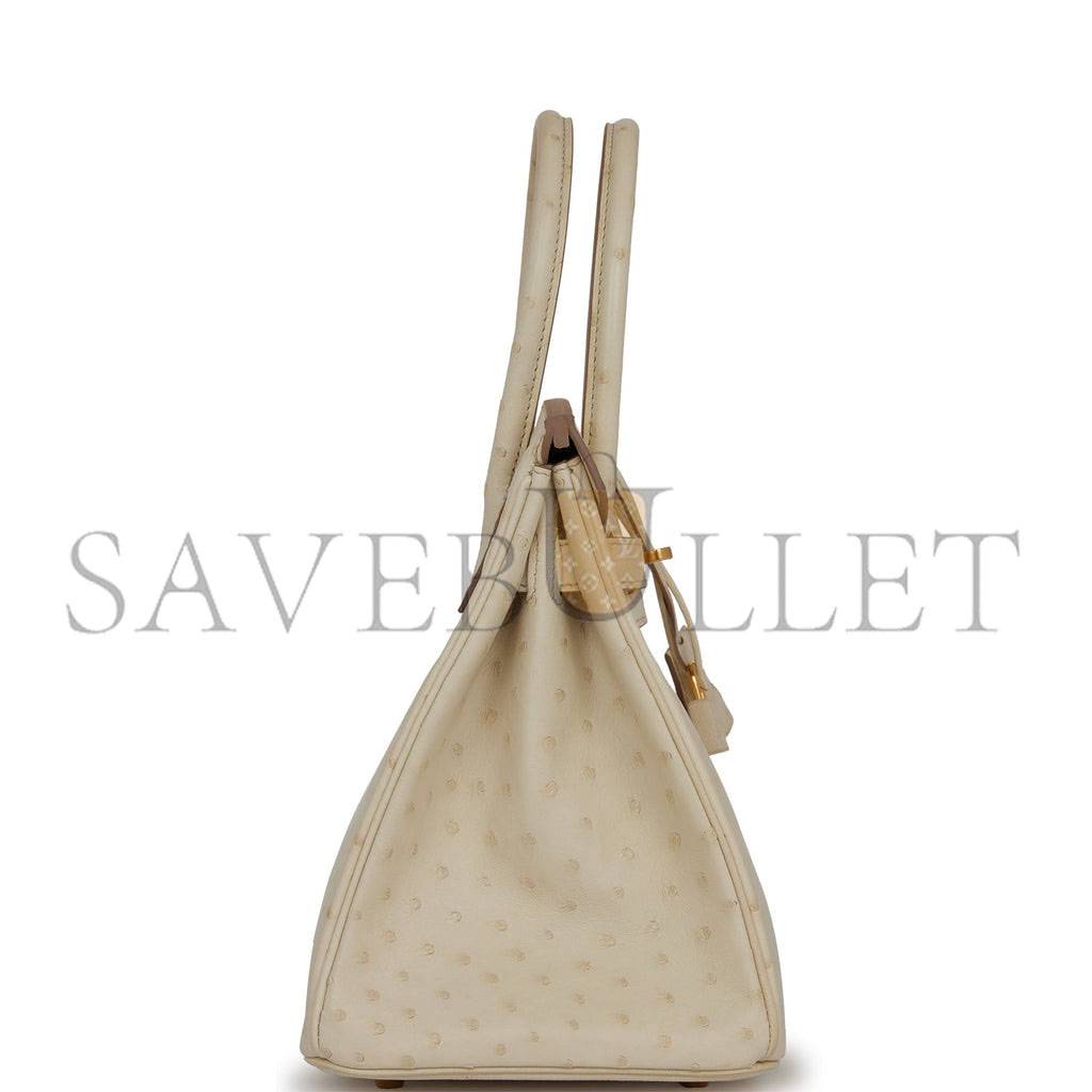 HERMES BIRKIN 30 OSTRICH PALLADIUM HARDWARE (30*22*16cm)