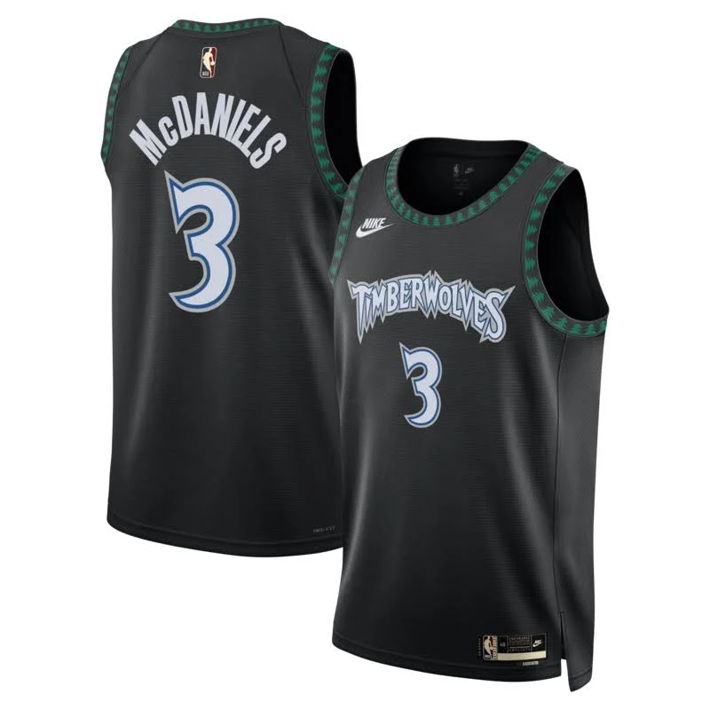 Men's Minnesota Timberwolves Jaden McDaniels #3 Jersey - Black