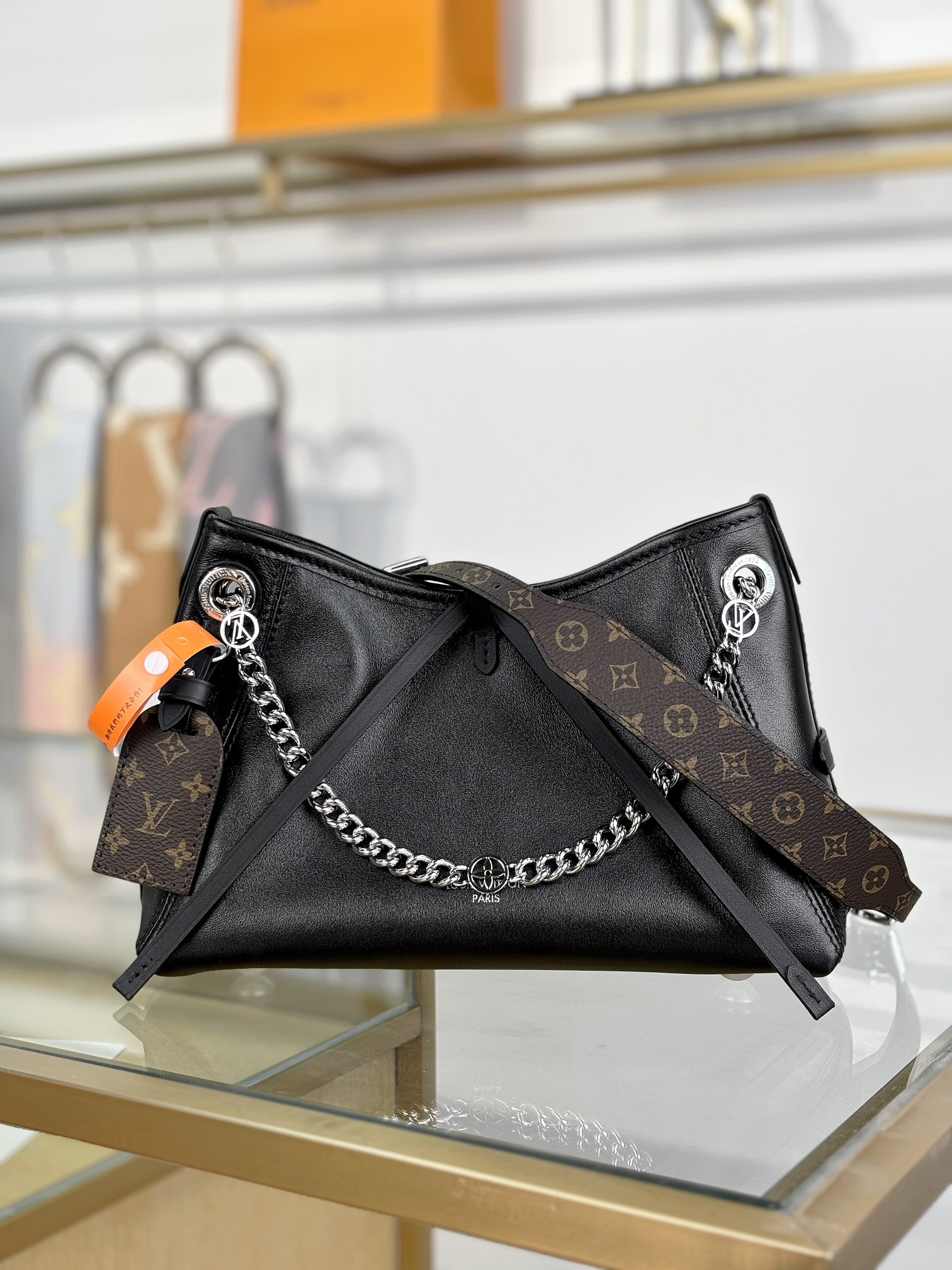 TOP Louis Vuitton LV Carryall Bag BB 26x17x10cm - Black&SHW