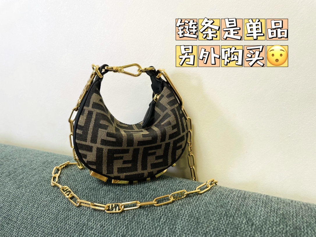 TOP FENDI Leather Material Fendigraphy Bags - 2 Sizes - Coffee&GHW