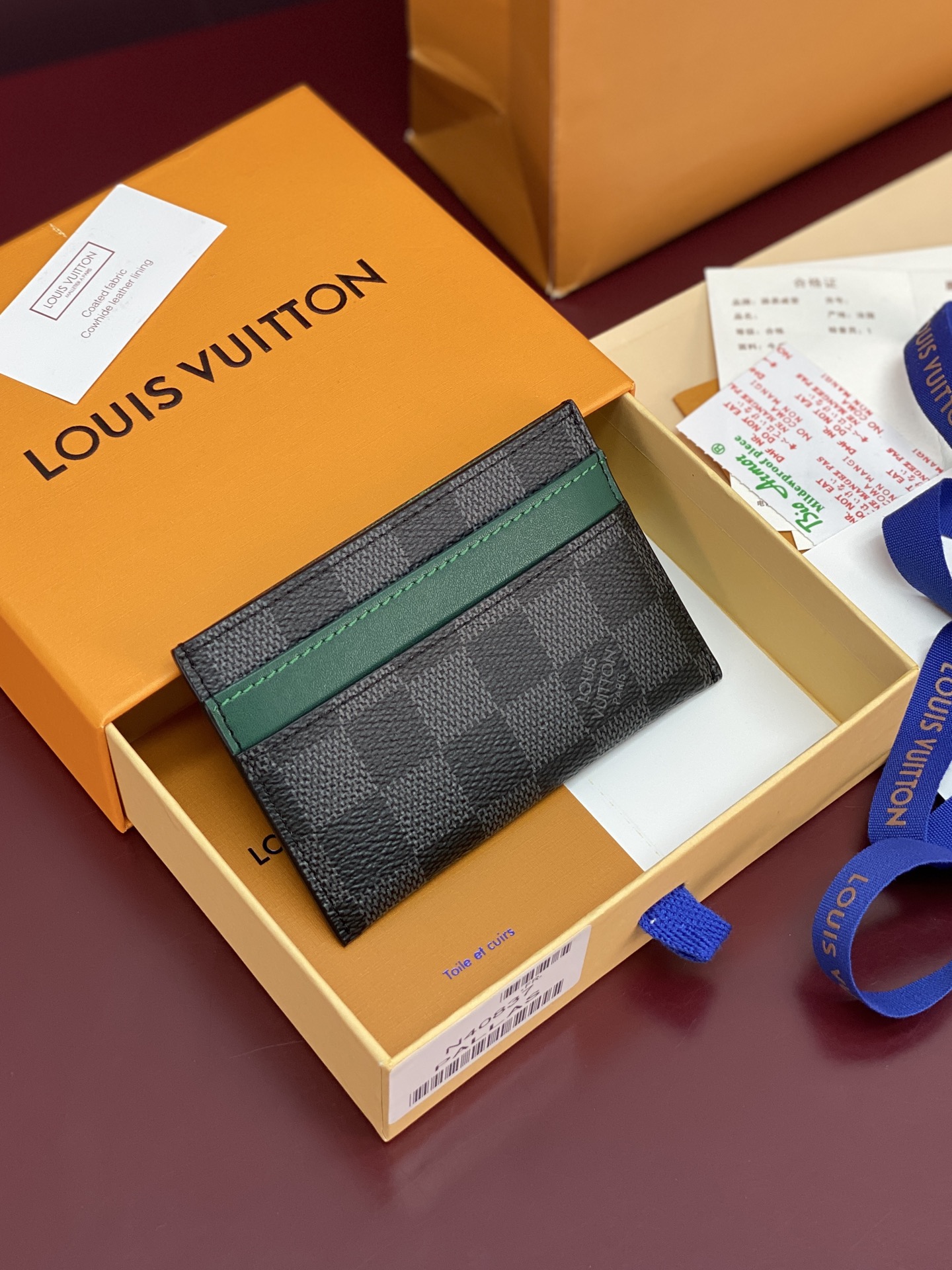 TOP Louis Vuitton LV Neo Card Holder Monogram Macassar Canvas 11x7x0.6cm - Black