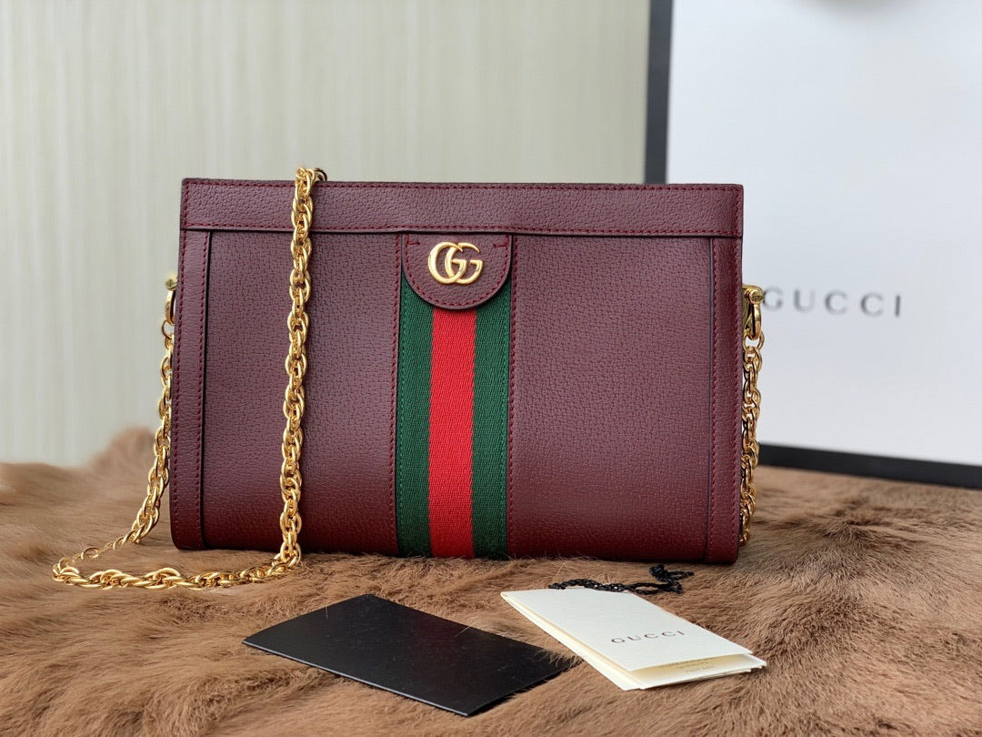 TOP GUCCI Ophidia Shoulder Bag Small - Burgundy