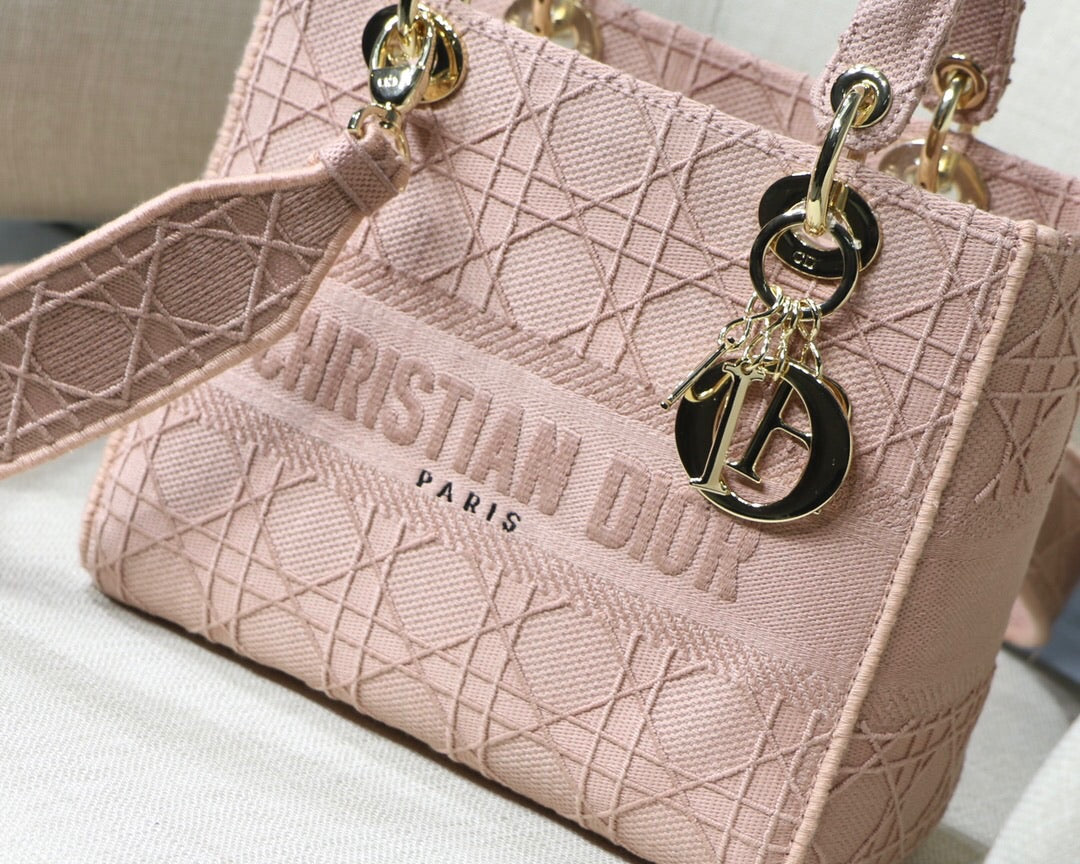 TOP Christian Dior Lady D-LITE Bag Cannage Embroidery - PINK