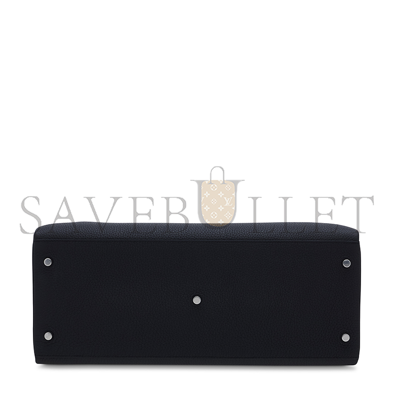 HERMES BLACK TOGO LEATHER MAXI KELLY 42 WITH PALLADIUM HARDWARE 19271 (42*27*17cm)