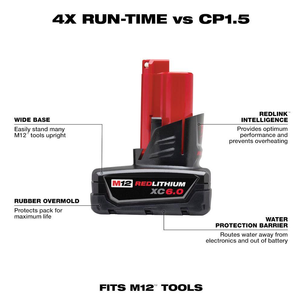 M12 12V Lithium-Ion XC Extended Capacity Battery Pack 6.0Ah (2-Pack)