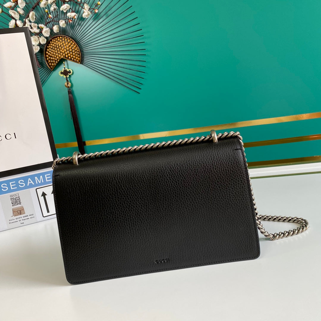 TOP GUCCI Dionysus Crystal-embellished Shoulder Bag Small - Black