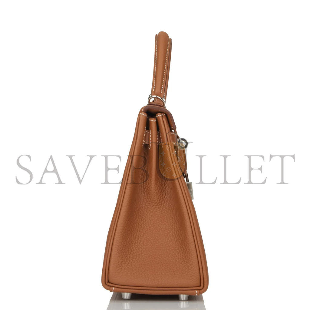 HERMÈS KELLY RETOURNE 25 GOLD TOGO PALLADIUM HARDWARE (25*17*7cm)