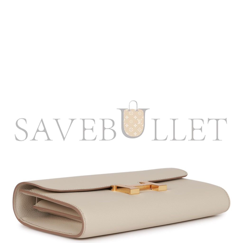 HERMES CONSTANCE WALLET TO GO BETON EVERCOLOR GOLD HARDWARE (20*11*4cm)