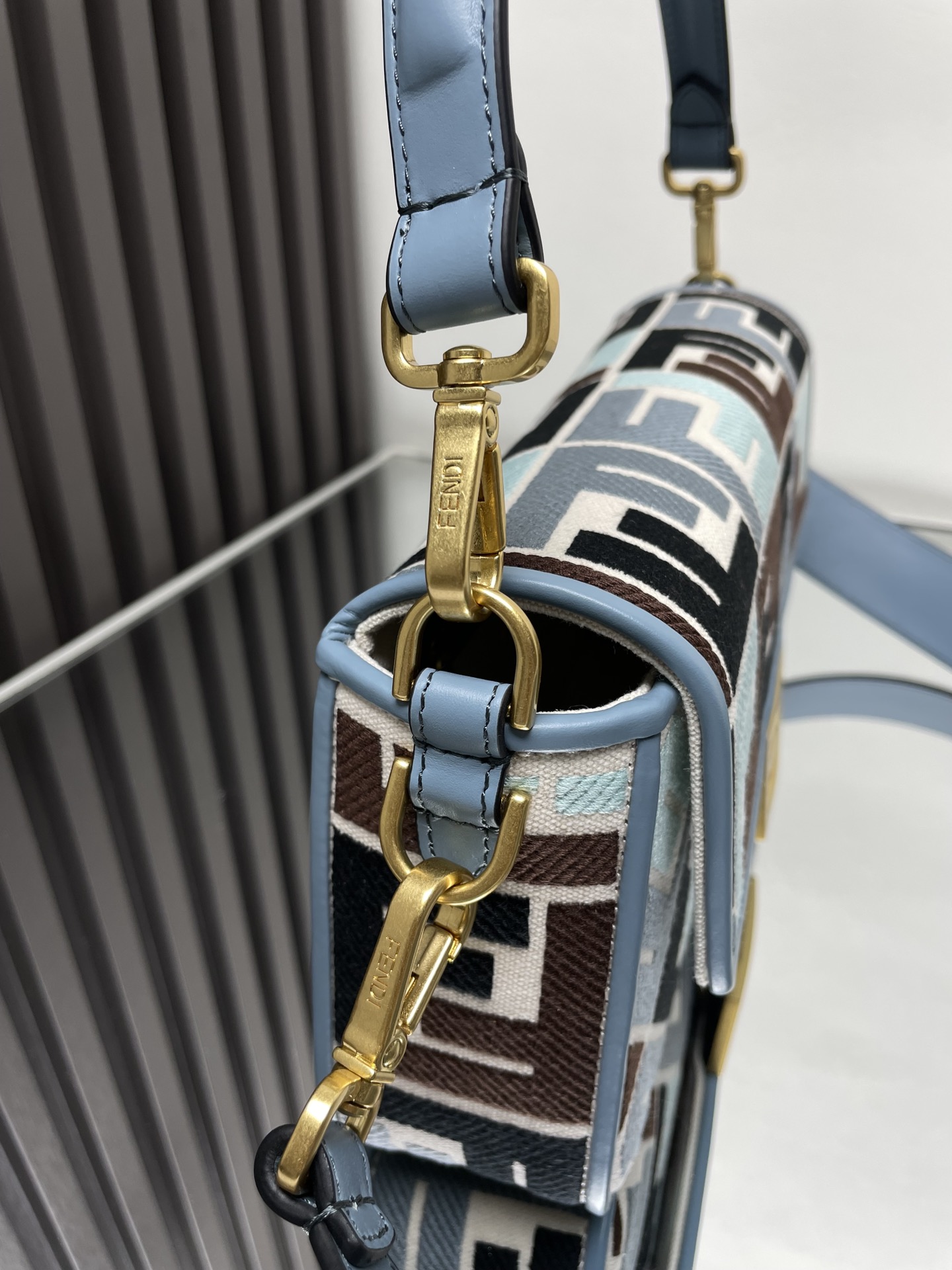 TOP FENDI Baguette FF Bag 26x13x6 cm-Blue