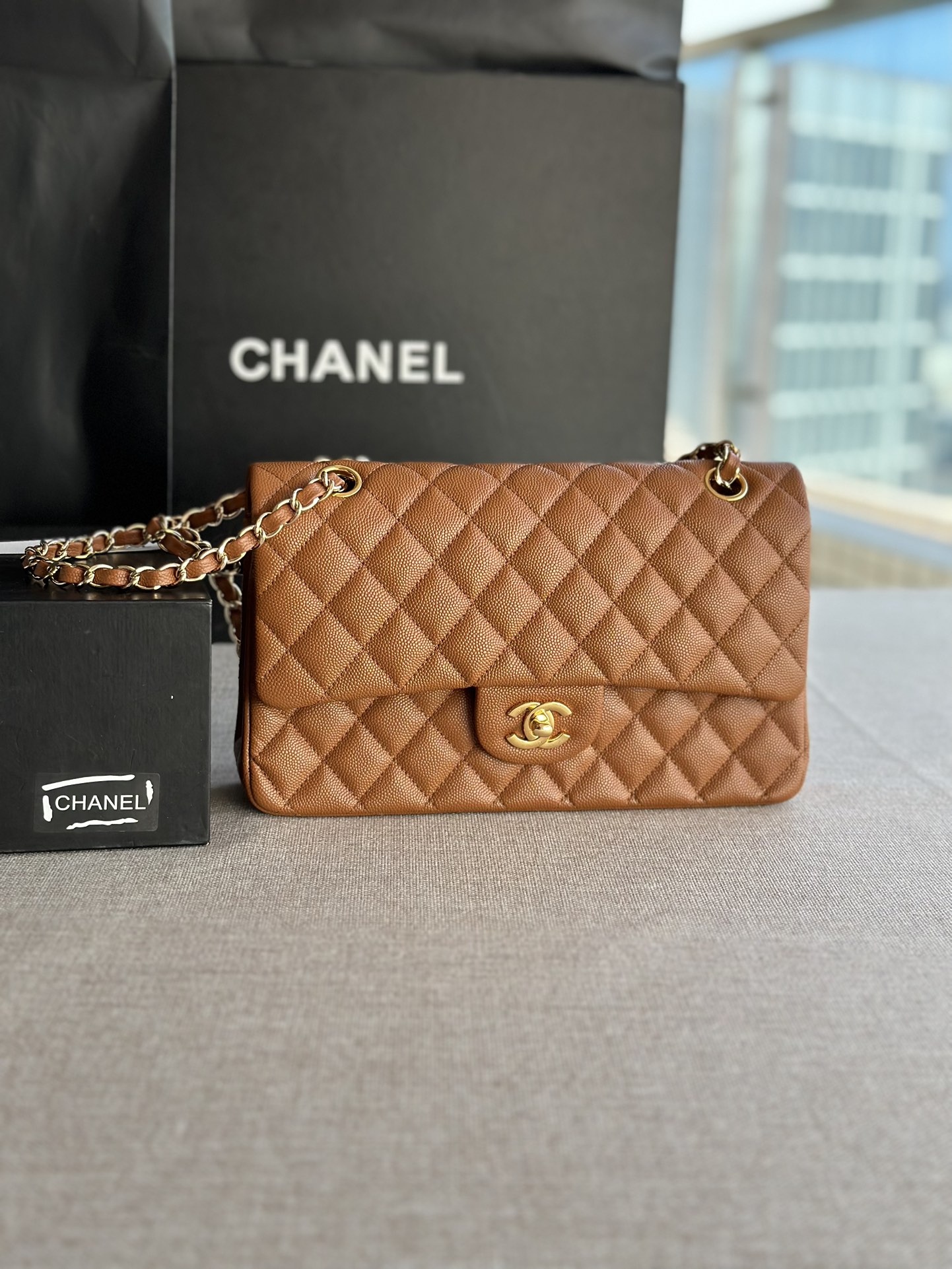 TOP CHANEL Classic Flap Bag  15.5*25.5*6.5cm -Brown & GHW
