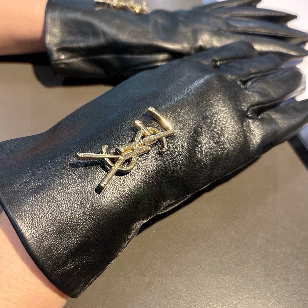 TOP Yves Saint Laurent YSL Gloves - Black