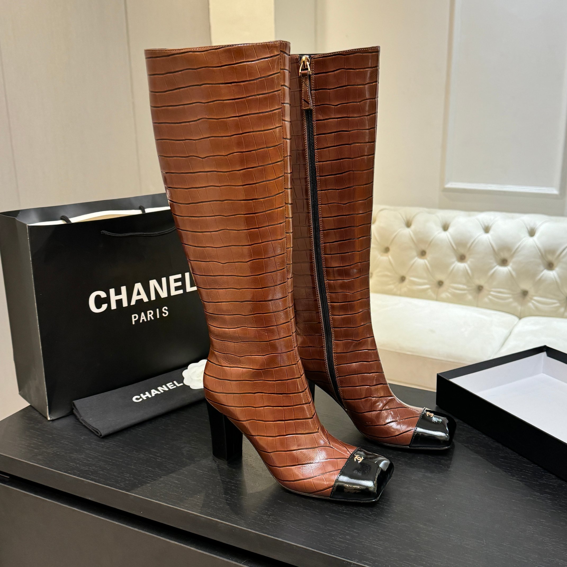 TOP CHANEL 5cm Heel Height Long Boots - 2 Color