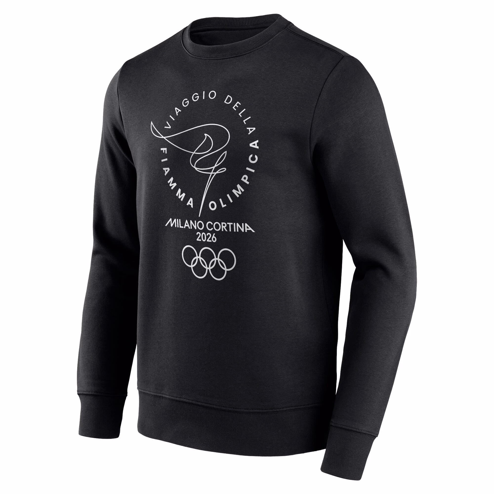 Milano Cortina 2026 Olympics Torch Graphic Crew Sweatshirt - Black