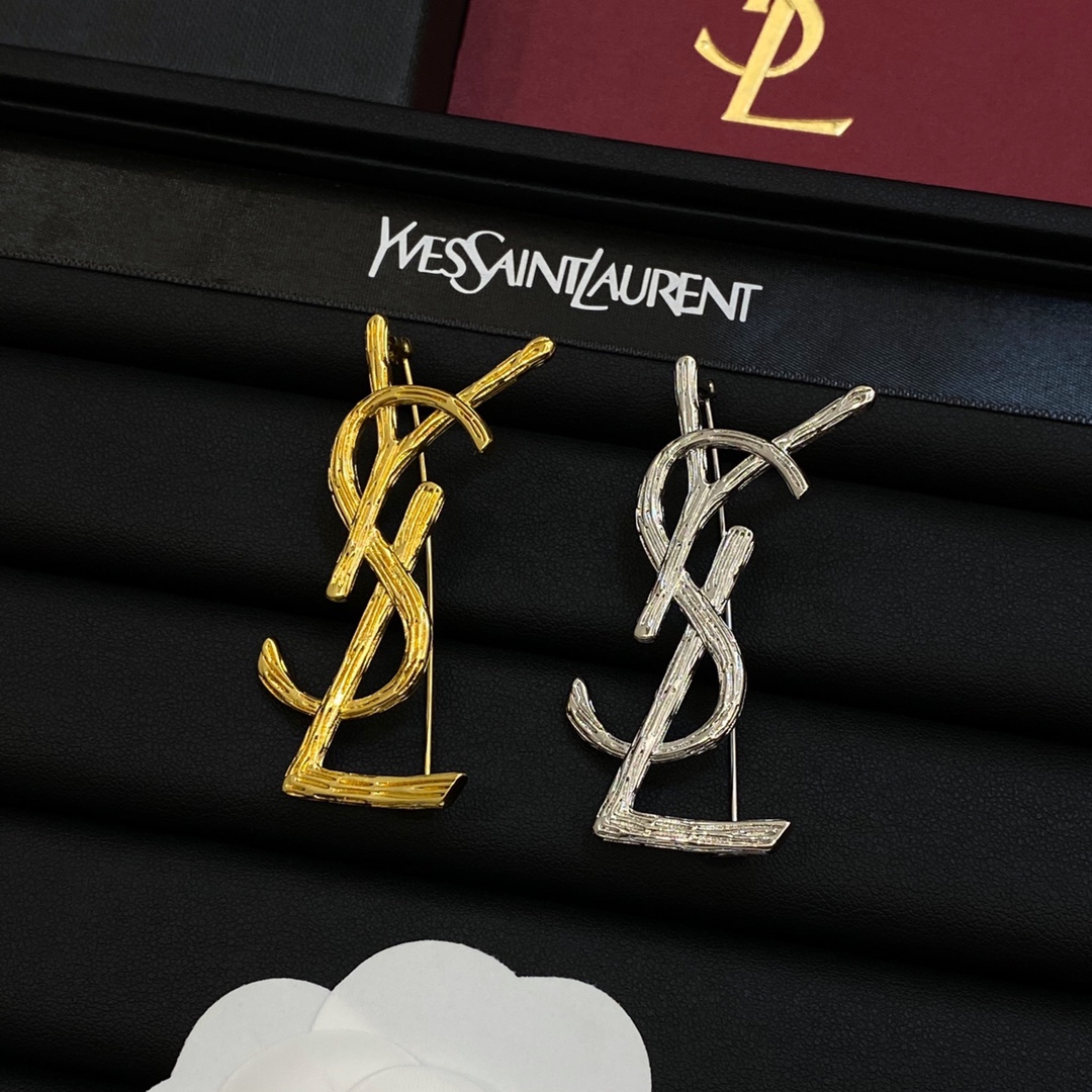 TOP Yves Saint Laurent YSL Brooch with Branch Texture - 2 Color
