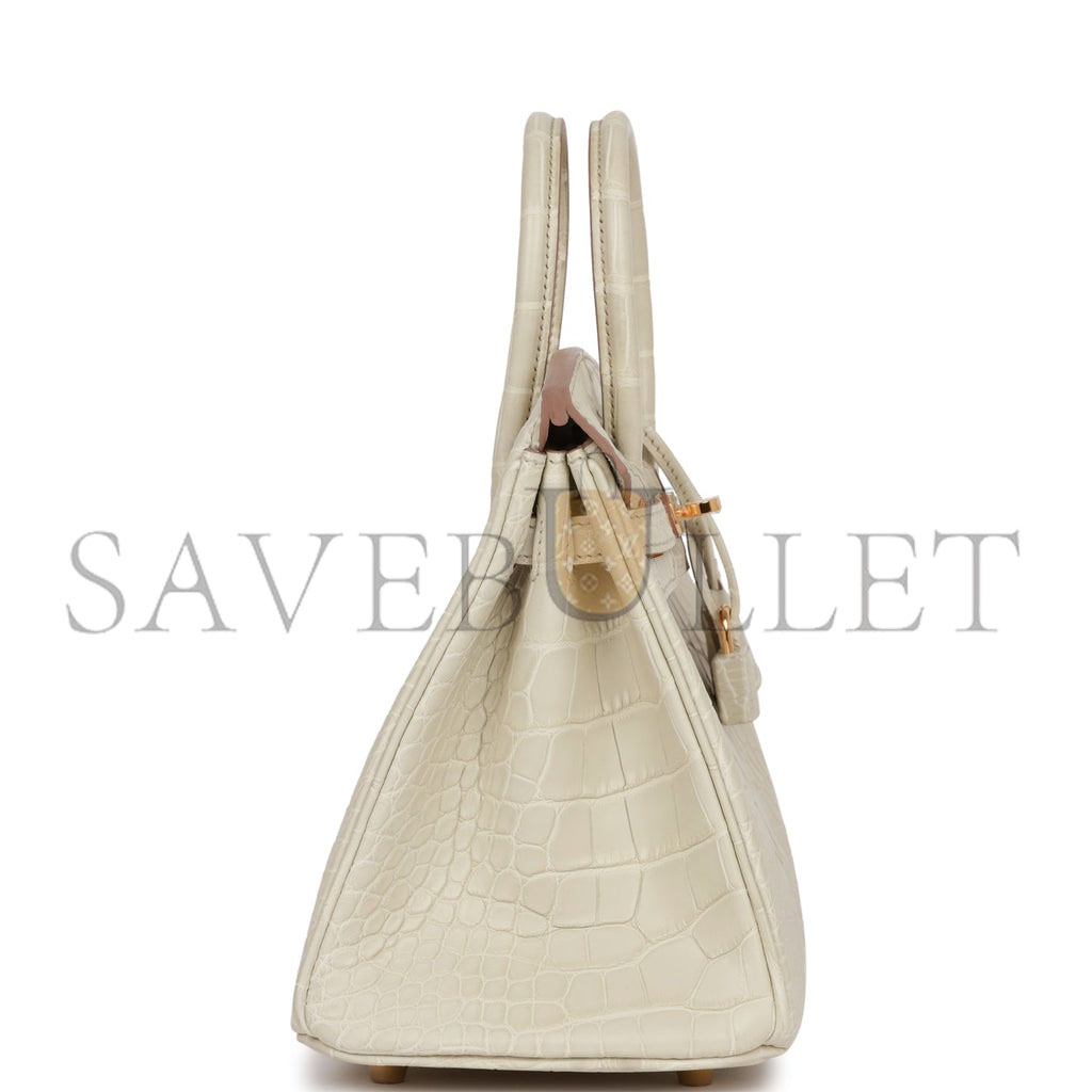 HERMES BIRKIN 25 MATTE ALLIGATOR GOLD HARDWARE (25*20*13cm)