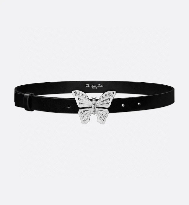 TOP Christian Dior Butterfly Cow Leather Belt 2CM - Black