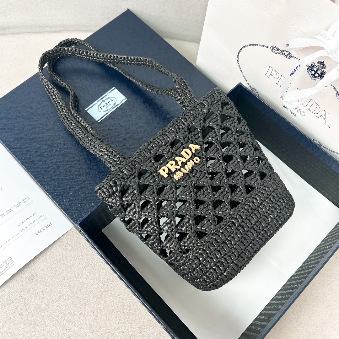 TOP PRADA Crochet Tote Bag 16.5×18×10cm - 3 Colors