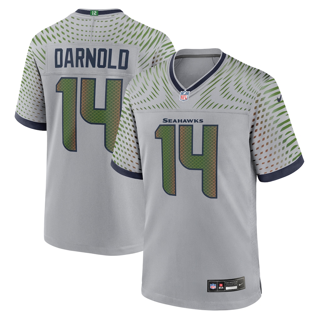 Men's Nike Sam Darnold Wolf Gray Seattle Seahawks 2025 Rivalries Collection Game Jersey