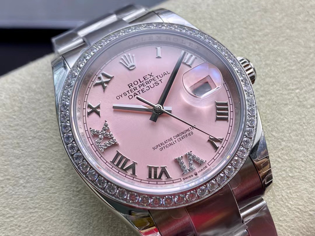 TOP ROLEX Pink Dial Watch 36mm - Silver