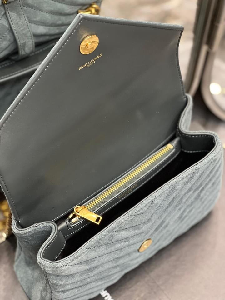 TOP Yves Saint Laurent YSL College Medium Suede Bag - Teal