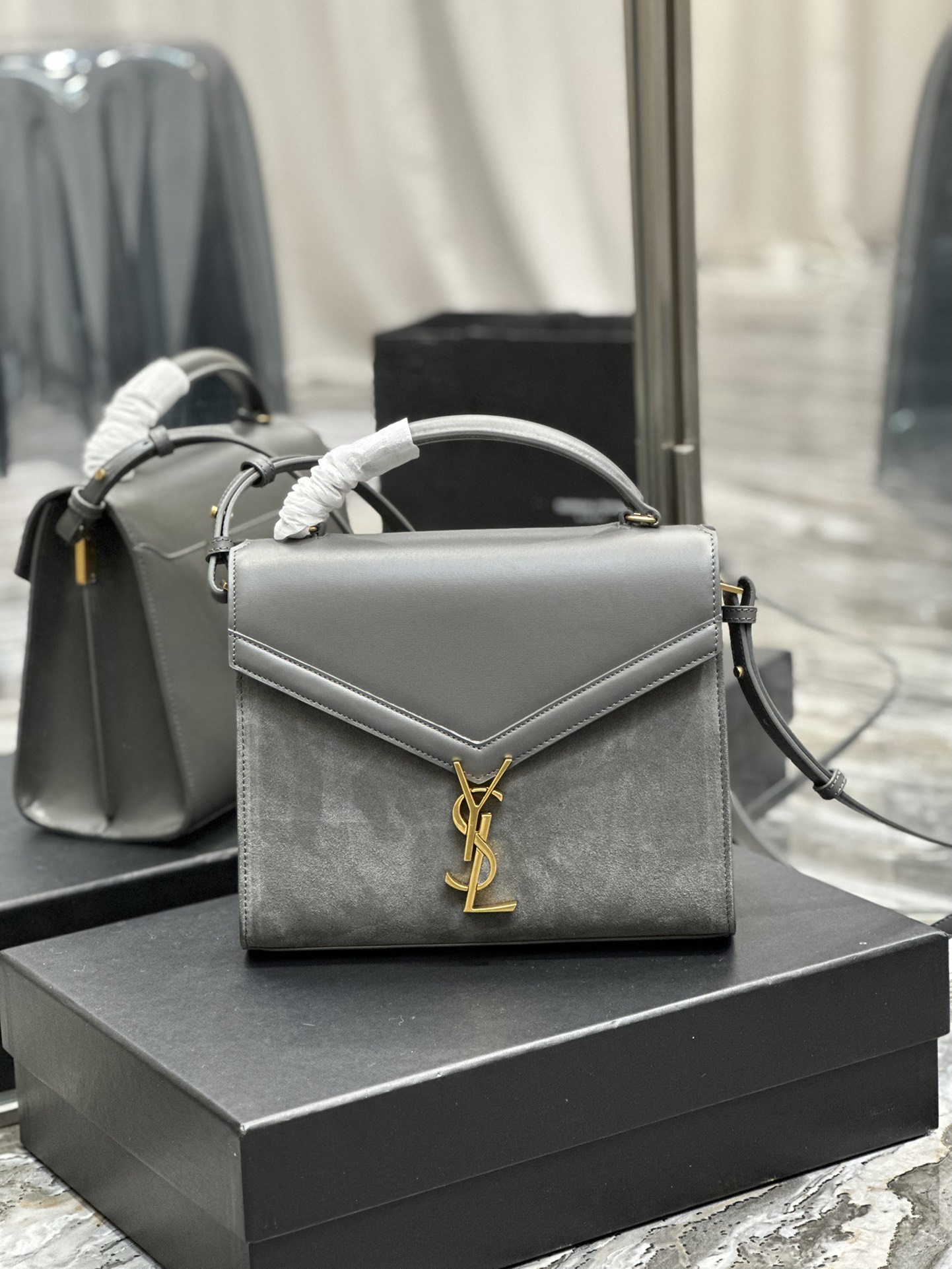 TOP Yves Saint Laurent YSL Cassandra Suede Briefcase Bag - GHW - 3 Color