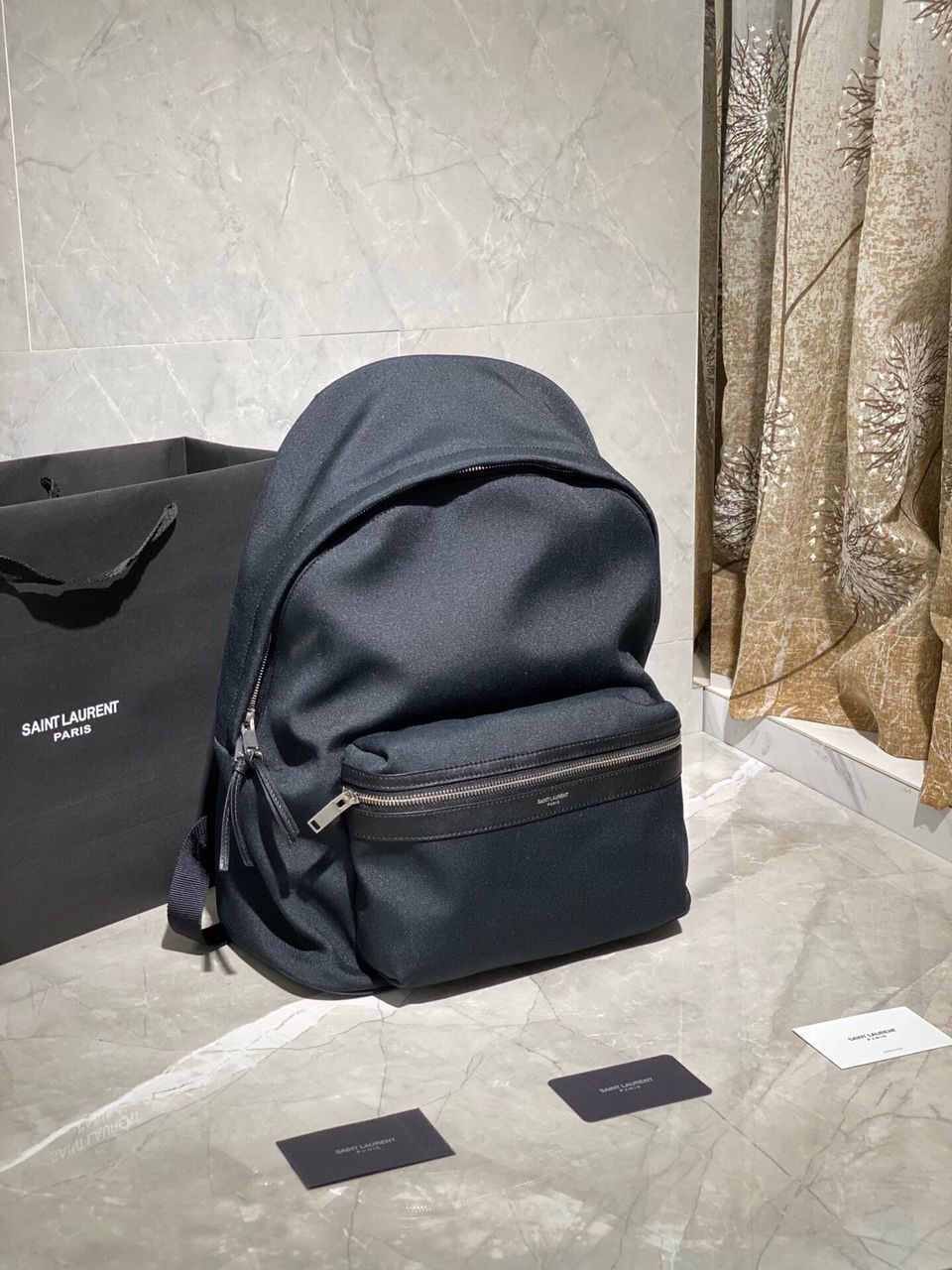 TOP Yves Saint Laurent YSL Canvas City Backpack - Black