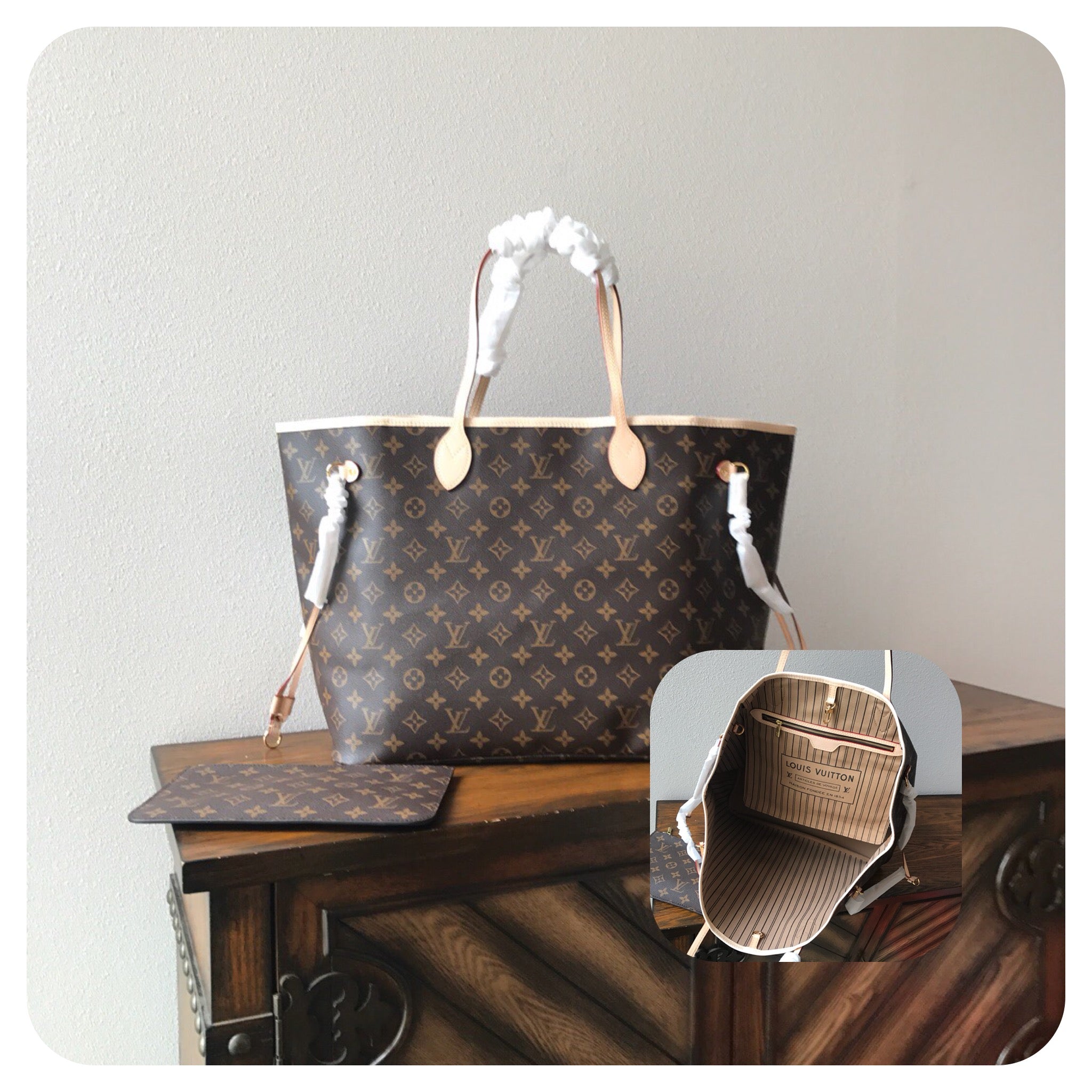TOP Louis Vuitton LV LV Neverfull Monogram MM - Tan