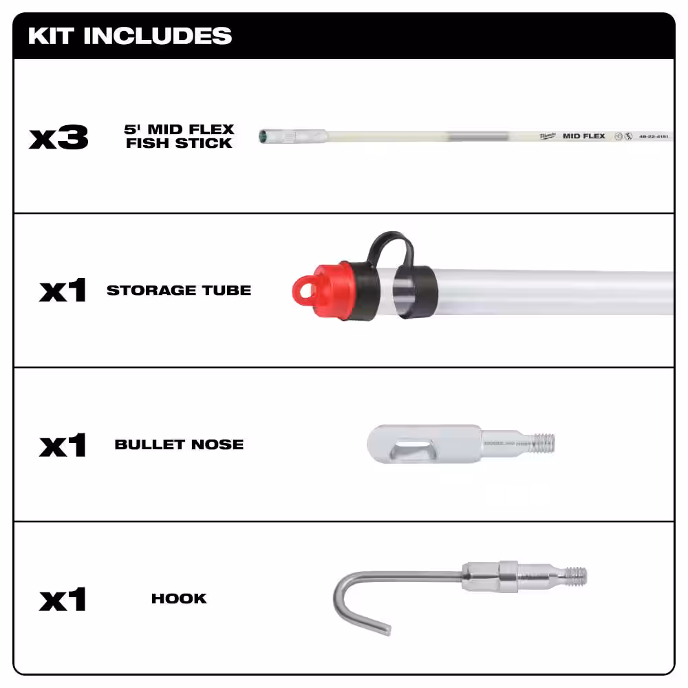 15 ft. Mid Flex Fiberglass Fish Stick Kit with Accessories