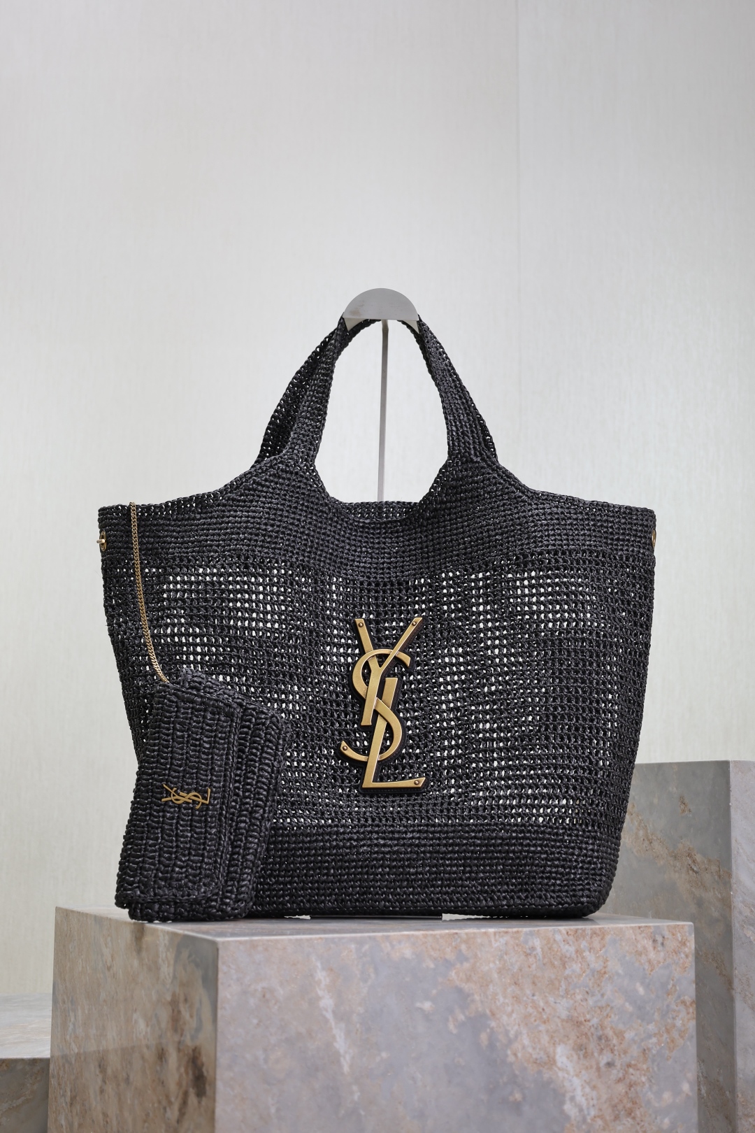 TOP Yves Saint Laurent YSL Icare Tote Bag - Black/Khaki