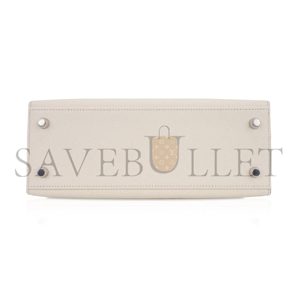 HERMÈS KELLY 25 BAG NATA PALLADIUM HARDWARE EPSOM LEATHER (25*17*7cm)