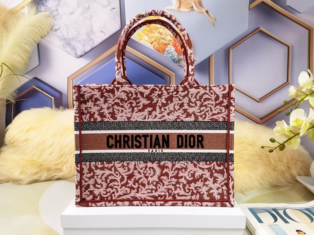 TOP Christian Dior Brocart Totem Window Grilles Book Tote Handbag 36.5cm/41.5cm