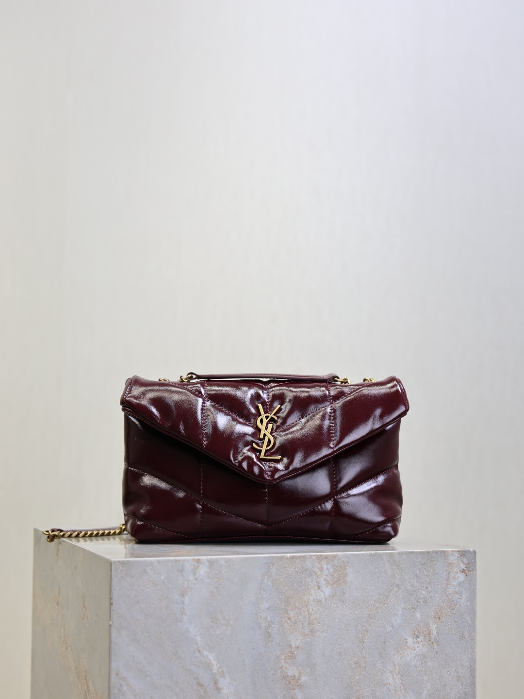 TOP Yves Saint Laurent YSL Loulou Puffer Bag Wax Leather 23cm/29cm/35cm - Dark Red