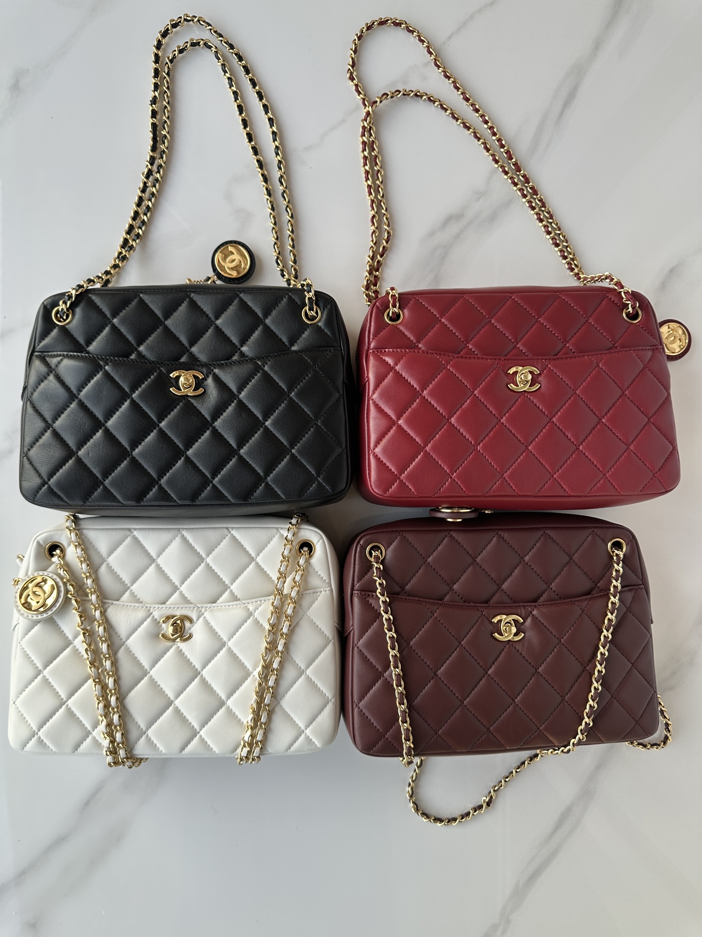 TOP CHANEL Lambskin Quilted Timeless Camera Case 25X17X8cm/19X12X5cm -4 Color