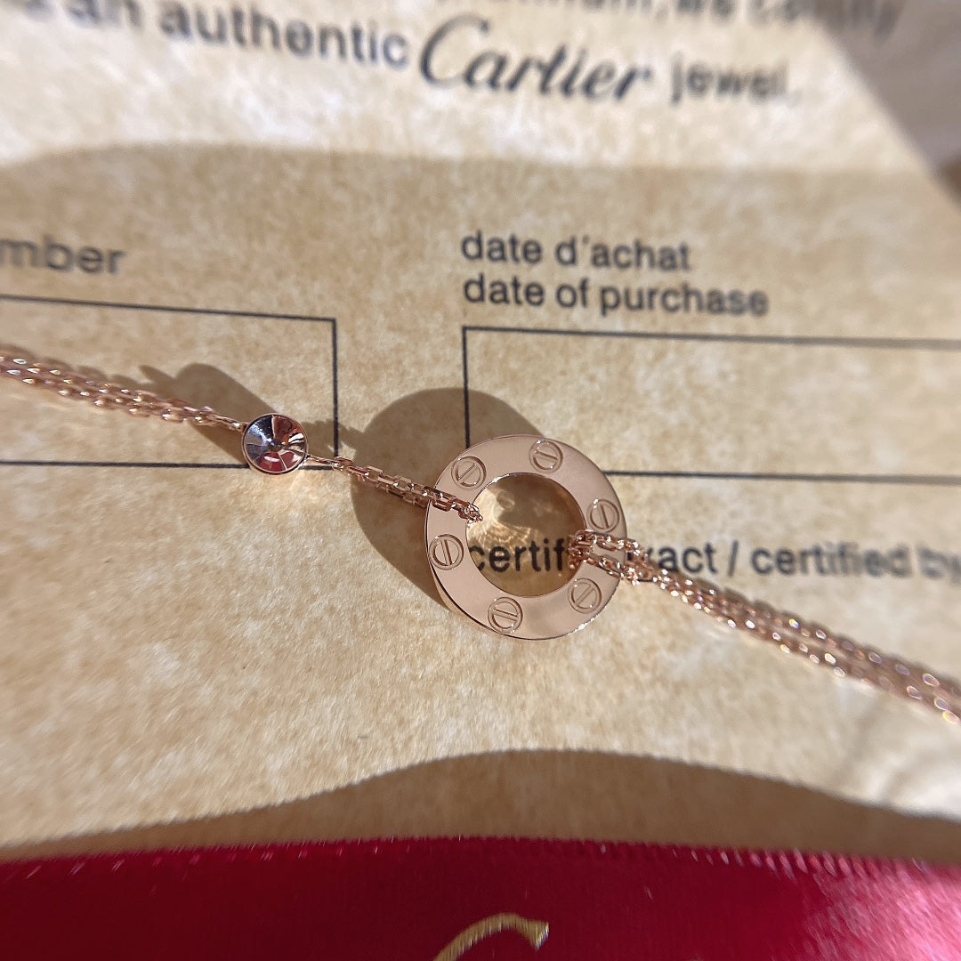 TOP Cartier Love Diamond Necklace- Rose Gold