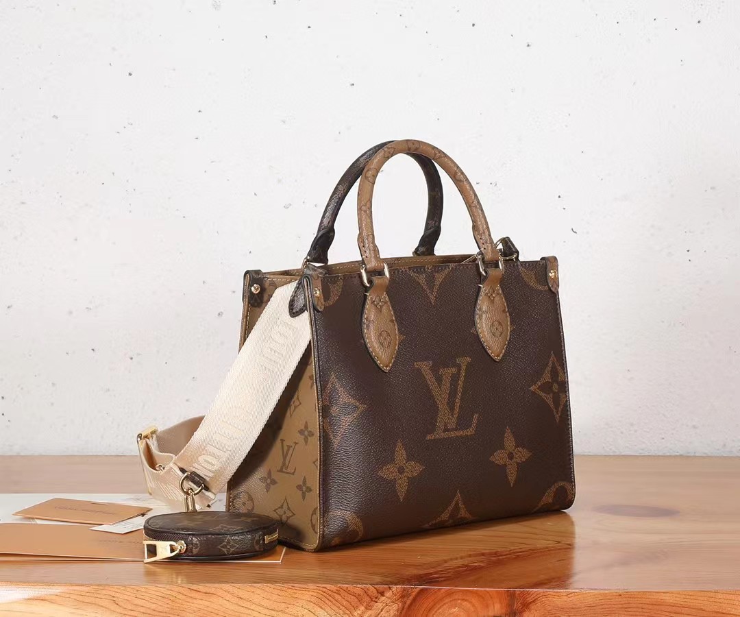 TOP Louis Vuitton LV  On The Go Presbyopia Leather Bag 25x19x11.5 cm -Brown