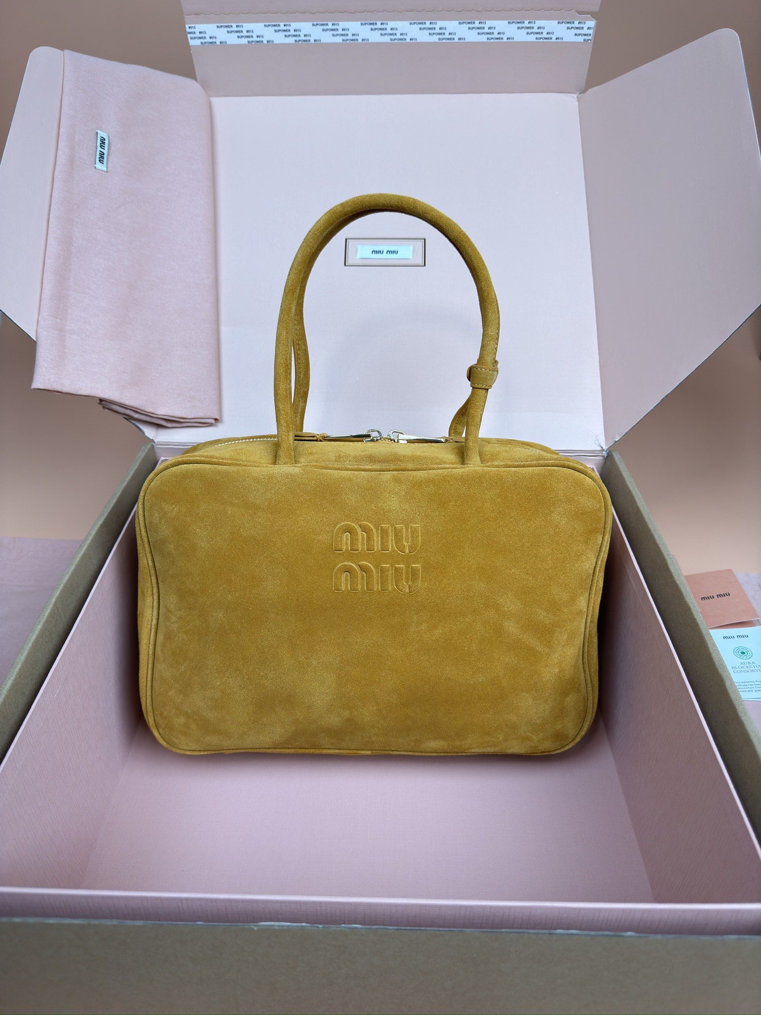 TOP Miu Miu Beau Suede Cow Leather Handbag 34x23x10cm - 2 Colour