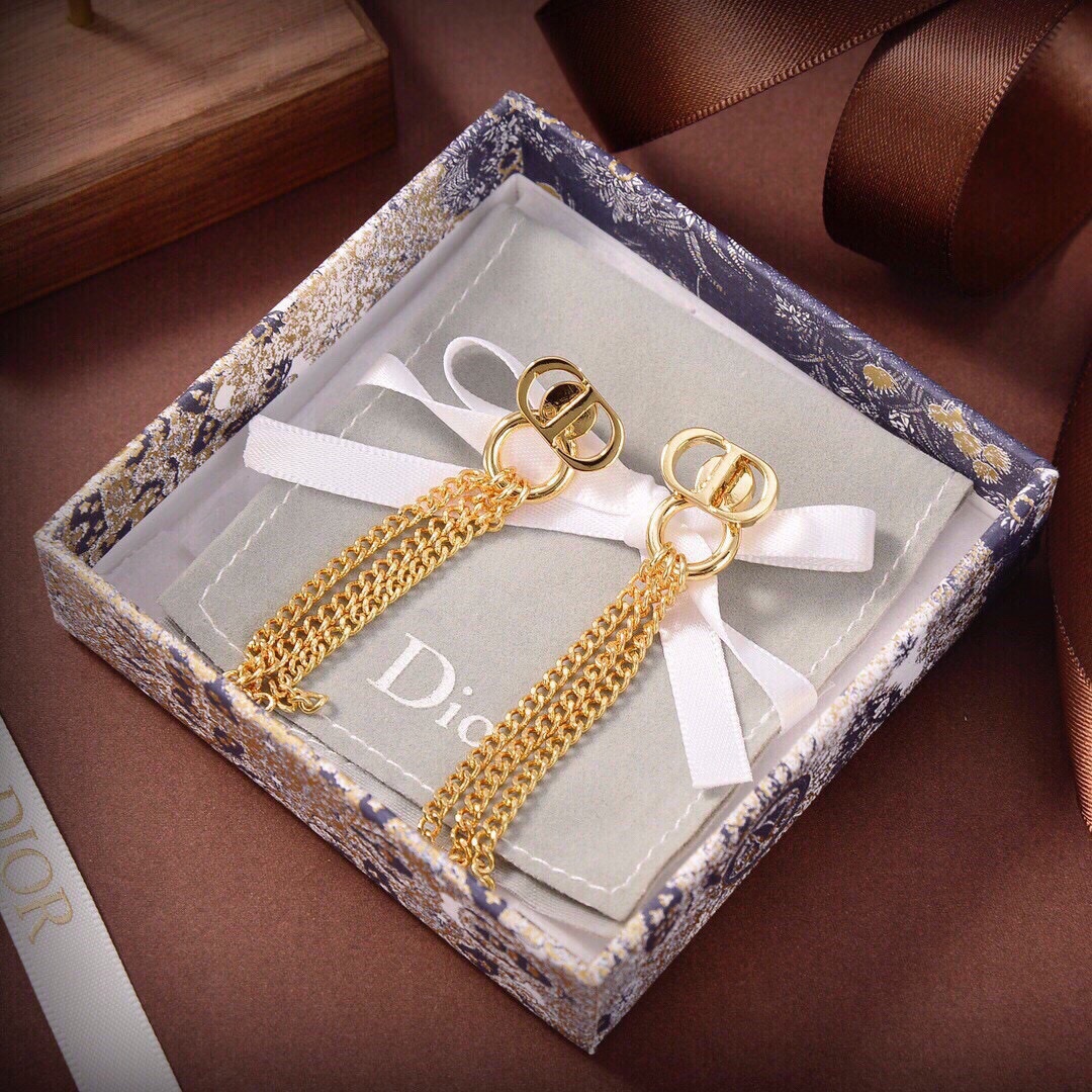 TOPChristian Dior Tassel Earrings-Gold