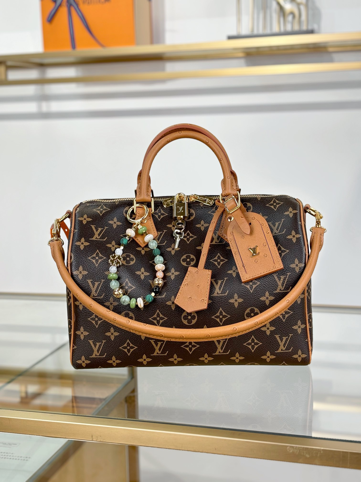 TOP Louis Vuitton LV SPEEDY SOFT 30 Bags With Ostrich Leather Handle 30x21x17cm - Brown
