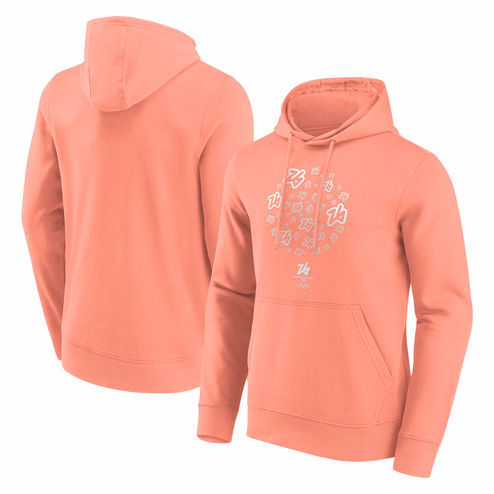Milano Cortina 2026 Olympics Logo Stickers Graphic Hoodie - Coral