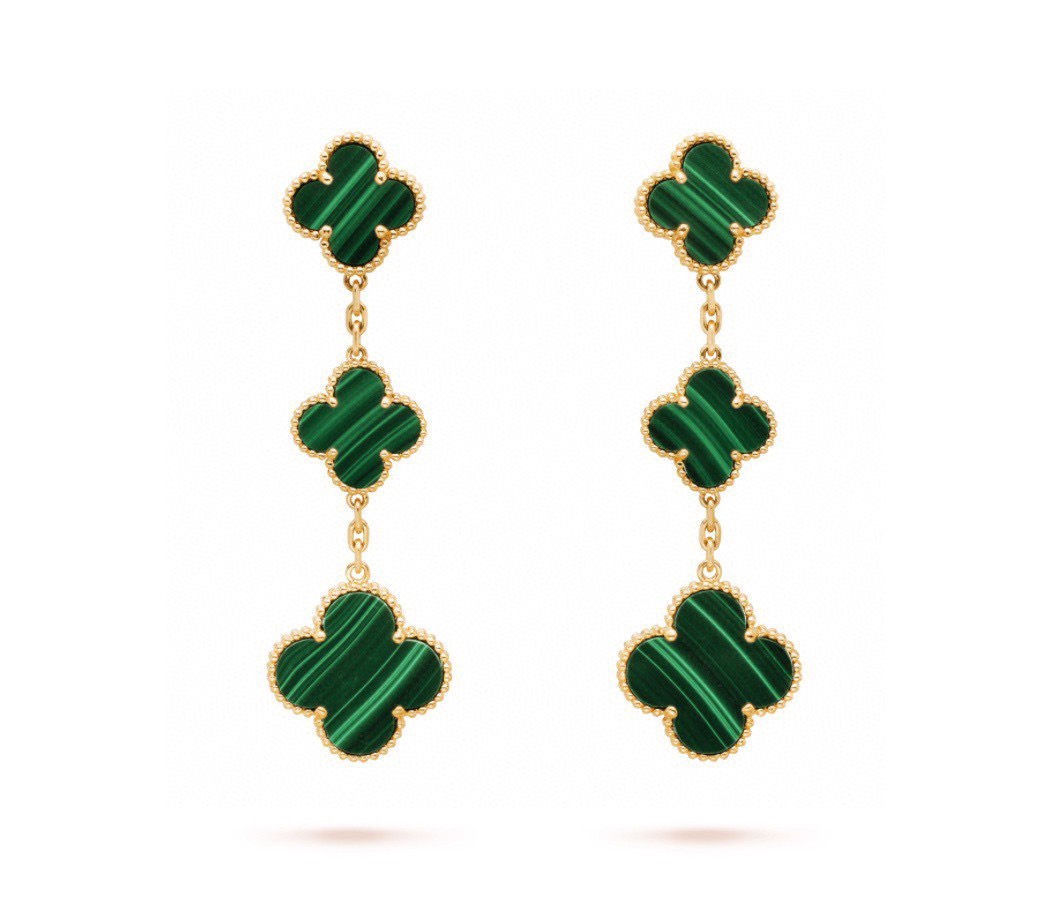 TOP Van Cleef & Arpels Dangle 3 Flowers Earrings