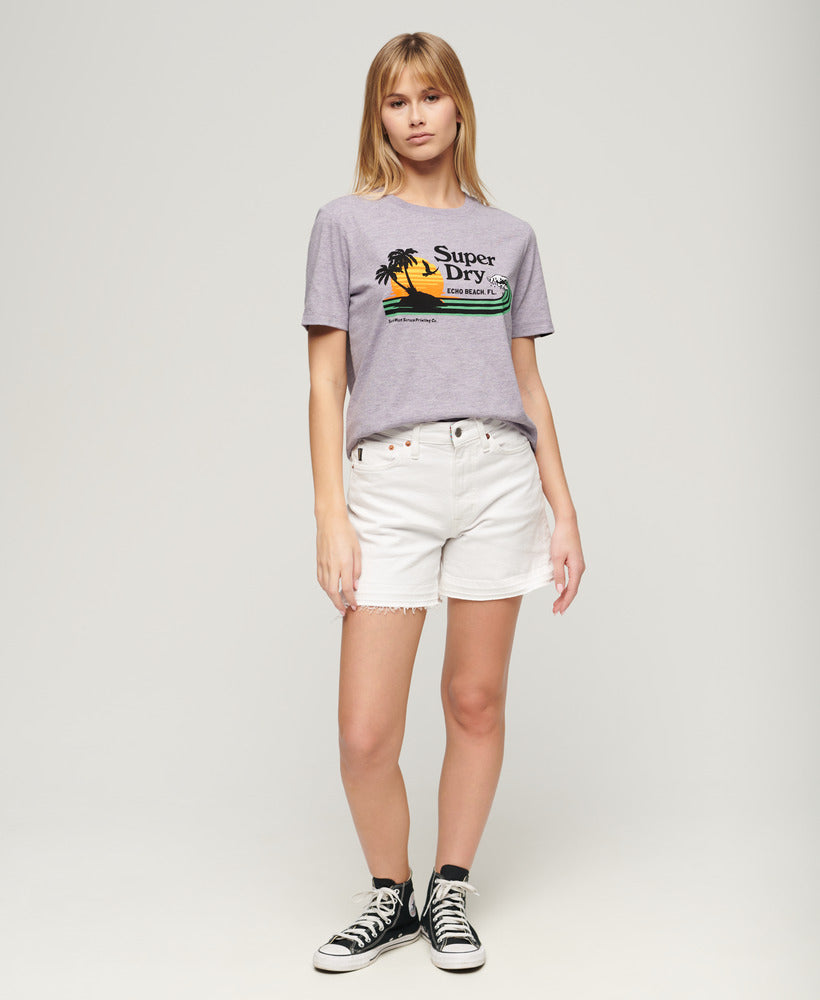 Outdoor Stripe Relaxed T Shirt | Parma Violet Purple Marle