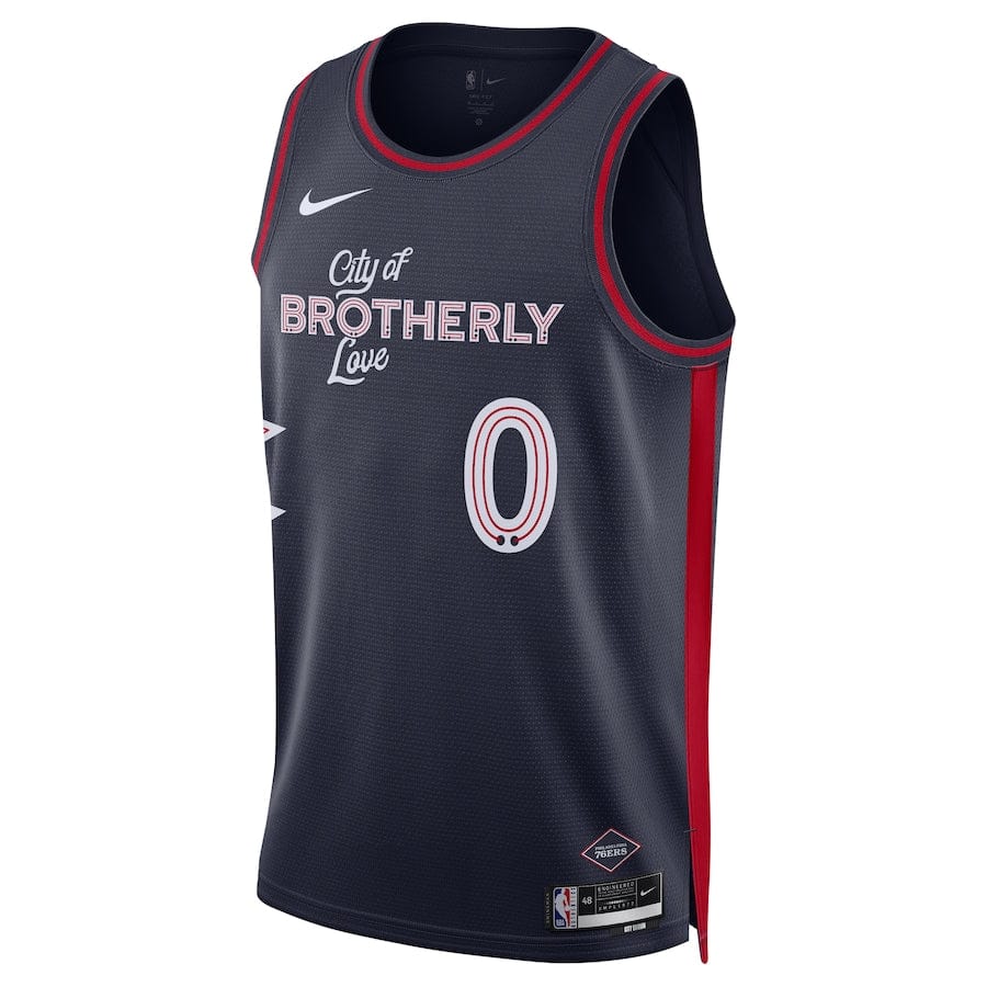 Men's  City Edition Philadelphia 76ers Tyrese Maxey #0 Navy 2023-2024 seasonJersey