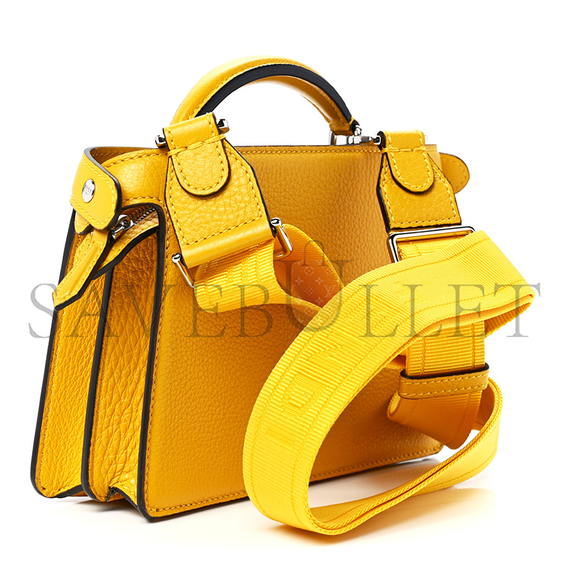 FENDI CUOIO ROMANO VITELLO COVER BI-COLOR PEEKABOO I SEE U X CROSS SATCHEL SUNFLOWER STONE MIMOSA (23*14.5*6cm)