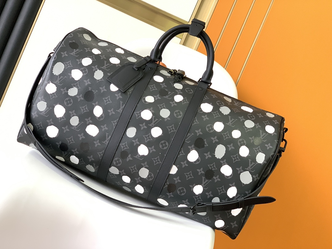 TOP Louis Vuitton LV LV x YK Keepall 55 Bag 55cm-Black